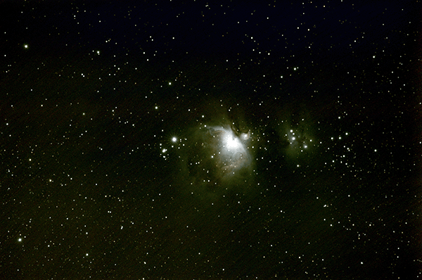 Image of Orion Nebula with settings below